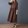 Foto real de 2025 Nuevo Otoño e Invierno Estilo Coreano Talla Grande Holgado Moderno Largo Medio Solapa Vestido Ajustado de Manga Larga para Mujer