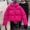 Design de Nicho de Inverno 2026 Super Estiloso Gola Alta Cor Pitaya Jaqueta Curta de Algodão Grossa para Mulheres Novo Estilo