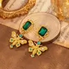 Colgante Vintage Incrustado de Diamantes Pendientes Geométricos, Pendientes Estilo Palacio Retro, Diseño de Nicho, Lujo Ligero y de Alta Gama