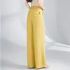 Pantalones de Pierna Ancha Versátiles de Moda Amarillos Estilo Perezoso para Mujer, Delgados de Verano de Cintura Alta, Casual con Caída, Pantalones Yamamoto