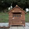 Casa para Perro Exterior Impermeable y a Prueba de Frío Patio Rural Madera Maciza Casa de Perro de Madera con WC Casa de Perro de Madera Transpirable