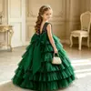 Vestido formal para niña con lazo trasero desmontable, hasta el tobillo, patchwork de lentejuelas, vestido de pasarela para niña de las flores, en stock
