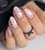Arte de Uñas Popular Hecho a Mano Estilo Francés Transfronterizo con Lunares, Flores 3D Pintadas a Mano, Efecto Iluminador y Acabado de Alta Gama