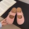 Meias Sapatilha Baotou com Elevação Interna para Mulheres Verão 2023 Novo Estilo Pequeno Grão Dourado Birkenstock Uma Tira Sandálias de Solado Grosso para Uso Externo