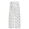 Marca En Stock 2025 Estilo Girly Fresco y Dulce Pantalones Rectos de Algodón Estampados para Mujer con Forro Polar Suministro al Por Mayor 34