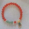 Pulseira de Cristal de Ágata Vermelha Estilo Chinês Novo Pulseira de Jade Birmanês Cabacinha Dourada Método Antigo Feminina Joia