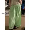 Calça pijama casual listrada verde estilo coreano para mulheres, nova calça solta de verão para caminhar ou relaxar, pode ser usada ao ar livre