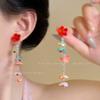 ¡Solo para Flores! Aretes de Flores de Dopamina para Mujer, Aretes Estilo Vacaciones de Primavera, Aretes Coloridos Dulces con Borlas