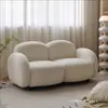 Sofá color crema para salón de belleza, sofá para sala de estar, adecuado para apartamentos pequeños, diseño de línea recta, estilo nórdico minimalista, sofá de recepción para tienda de ropa, sofá popular de celebridad de internet, sofá doble