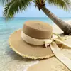 Chapéu de Pescador Versátil Estilo Francês para Viagem de Férias Praia Litoral Chapéu de Sol Chapéu de Palha Proteção Solar Feminina Chapéu de Sol com Aba Larga