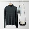 Outono e Inverno 2024 Nova Moda Elegante Gola Média Alta Suéter Interno Base Tricô Top para Mulheres