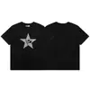 Top com Estampa de Teia de Aranha Sp5Der Transfronteiriço Marca Tendência Europeia e Americana Tamanho Grande Solto Camiseta de Manga Curta Masculina e Feminina Verão