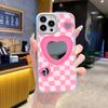 Producto Nuevo de Verano Tablero de Ajedrez Rosa Funda de Teléfono Espejo para iPhone 16 Funda de Teléfono Espejo de Maquillaje para Apple 17 Promax