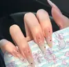 26 Anos Elegante Cor Nude Strass Puro Desejo Borboleta Tridimensional Alto Padrão Noiva Casamento Sessão de Fotos Arte de Unha Produto Acabado