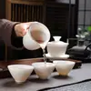 Ante Jade Blanco Porcelana Kung Fu Juego de Té Hogar Oficina Tetera Tapa Tazón Taza de Té Cerámica Gama Alta Lujo Ligero Regalo
