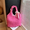 Bolsa Tejida Burbuja Fresca y Elegante 2025 Nueva Bolsa de Lazo Gran Capacidad Bolso de Hombro y Mano Bolso de Mujer Hecho a Mano