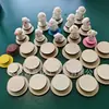 Base Giratoria de Madera Adorno Giratorio de Cerámica Hecho a Mano DIY Pieza Redonda de Madera Ceremonia del Té Creativa Artesanía Navideña de Madera