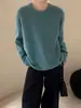 Suéter de Lana 100% Pura, Moderno y Elegante para Mujer, Cuello Redondo, Tejido Holgado, Ropa de Punto Casual Relajada