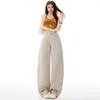 Nova Chegada de Outono Calças Estilo Americano Foice Jeans de Perna Larga Calças Femininas Cintura Alta Soltas Emagrecedoras Tendência Retas Comprimento Total