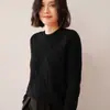 Suéter de Cachemira Retorcido Grueso de Tres Hilos 2025 Otoño e Invierno Cuello Redondo Jersey Suéter de Punto Cálido para Mujer Cárdigan