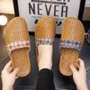 Pantuflas de lino para verano, para el hogar, transpirables, tejidas con esterilla de paja de ratán, suela gruesa, para hombre y mujer, primavera y otoño, pantuflas europeas para interior, venta al por mayor