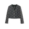 Chaqueta Corta de Cuello en V con Diseño Sencillo para el Trayecto Diario, 26 Novedad de Otoño, Elegante y Versátil, Chaqueta de Manga Larga Tejida Inspirada en Chanel
