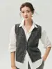 Colete de Cashmere Kangbaolaisi Feminino 75% Cashmere de Cabra 25% Seda de Amora Decote V Para Sobrepor Sem Mangas Tricô