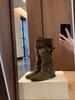 Botas Vaqueras Occidentales Coreanas Nuevas de Invierno, Tendencia Retro, para Aumentar Altura, Punta Redonda, Adelgazantes, Caídas, de Media Pantorrilla para Mujer