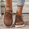 Zapatos Casuales Talla Grande para Mujer Amazon Primavera y Otoño Nuevos Planos Puntera Redonda Casual con Cordones Zapatos de Exportación