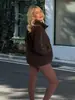 Otoño e Invierno 2025 Tops Gruesos de Imitación de Lana de Cordero para Mujer Cuello Alto Cálido Relleno Superior Holgado Color Sólido Bloqueo de Temperatura Algodón