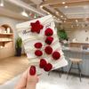 Otoño e Invierno Vintage Rojo Año Nuevo Accesorios para el Cabello Anillo para el Cabello Estrella de Amor para Mujer Terciopelo Rojo Combinable Cuerda para Moño Cuerda para el Cabello