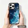 Ilha de Hawaii Vento Ondas Azul Profundo Gaivotas Pintura a Óleo Capa de Celular Fresca iPhone18pro Moldura Preta Capa de Vidro