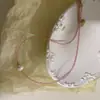 Collar de Rodolita con una Sola Perla de Agua Dulce, Estilo Coreano Ins de Moda, Temperamento Dulce, Elección de Influencers, Joyería para Mujeres