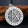 AliExpress Amazon joyería Runas Nórdicas Letra Ruini Estrella de cinco puntas Personaje Collar de acero de titanio para hombre y mujer