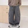 Pantalones Cargo para Niños 2026 Otoño Nuevo Estilo Corte Holgado Bolsillo Grande Casual Largos Trendy de Pierna Ancha para Niños Mayores
