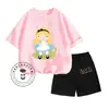 Aliexpress Transfronteiriço Camiseta de Verão Fofa de Desenho Animado Meninos e Meninas Versão Q Estampa de Desenho Infantil