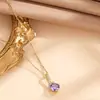 Nuevo Collar Cruz Morada Diosa para Mujer, Sencillo, Elegante, de Alta Gama, Colgante de Espiga Microincrustado, Collar de Cadena para Clavícula