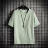 Camiseta de manga corta de lino de fábrica para hombre, nueva marca de moda de verano, camiseta holgada de lino y algodón de media manga de color liso.