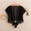 Chaqueta de gasa fina para playa, cárdigan de playa, chal corto, talla grande, novedad de verano de 2025, con protección solar de media manga.