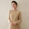 Suéter Nuevo de Cachemira Pura Otoño e Invierno Patrón Retorcido para Mujer Cuello Redondo Engrosado Suéter Pulóver Cálido Suave Tejido tipo cera Camisa de Base