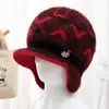 Llegada Nueva de Invierno Sombrero para Madre de Mediana Edad y Anciana Sombrero de Lana Grueso Acolchado con Terciopelo Tejido Sombrero para Ciclismo de Mujer Resistente al Viento Protección contra el Frío Protección para los Oídos