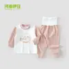 Conjunto de Ropa Interior Térmica Cálida de Jengibre para Niños, Ropa Gruesa de Otoño y Pantalones para Niños y Niñas, Ropa de Casa para Otoño e Invierno, Pijamas, Camiseta Base