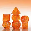 Dados de Cristal K9 Laranja Escovado Aurora de Venda Quente com Dados Multifacetados para Dnd Trpg Jogo Dungeons and Dragons