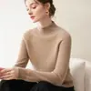Suéter de Cashmere Feminino Outono e Inverno Novo Estilo Gola Meia Alta Macio e Fofo Base de Lã Roupa Íntima Malha Casual Solta