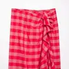 ZA Europa Transfronteiriça Comércio Exterior Roupas Femininas AliExpress Venda Quente Verão Saia Midi Wrap-around Franzida Fenda Emagrecedora