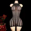 Comercio exterior transfronterizo estilo europeo y americano lencería sexy vestido tipo tank de malla negra vestido bodycon transparente para vacaciones