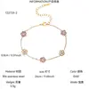 Elegante e Luxuoso Bracelete de Flor de Cinco Folhas Cravejado com Zircônia Colorida, Feito de Aço Inoxidável 304 Banhado a Ouro 18K, Adequado para Mulheres e Pode Ser Usado em Todas as Estações