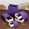 Cajas de joyería de papel reciclado del fabricante en stock con textura clara para anillos, collares y pulseras