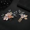 Accesorios para el cabello de estilo antiguo hanfu, elegante tocado de novia tejido a mano, peine de aleación con diamantes de imitación, peine de flores de moda, venta al por mayor