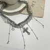 Colar com Pingente de Cruz e Franja em Cristais Multicamadas Doce Fresco Moda Europeia e Americana Sensação de Alto Padrão Elegante Corrente para Clavícula Indústria Pesada Tendência